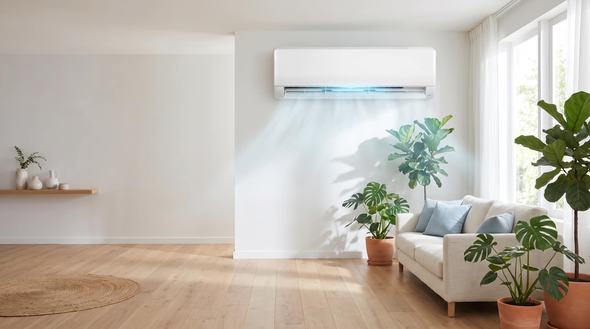 Moderne woonkamer met een wandairco
